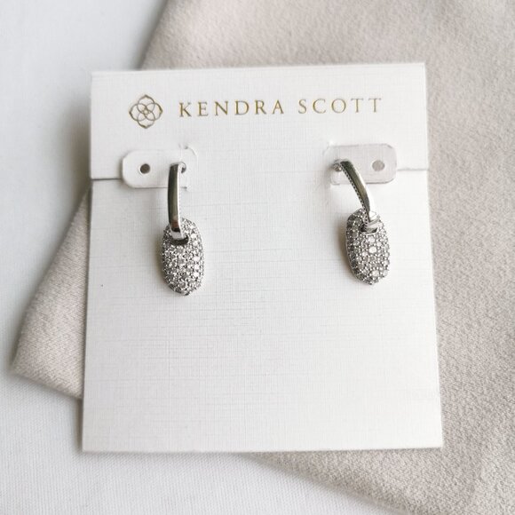 Kendra Scott Jewelry - NEW Kendra Scott Bailey Silver White CZ Pave Huggie Earrings